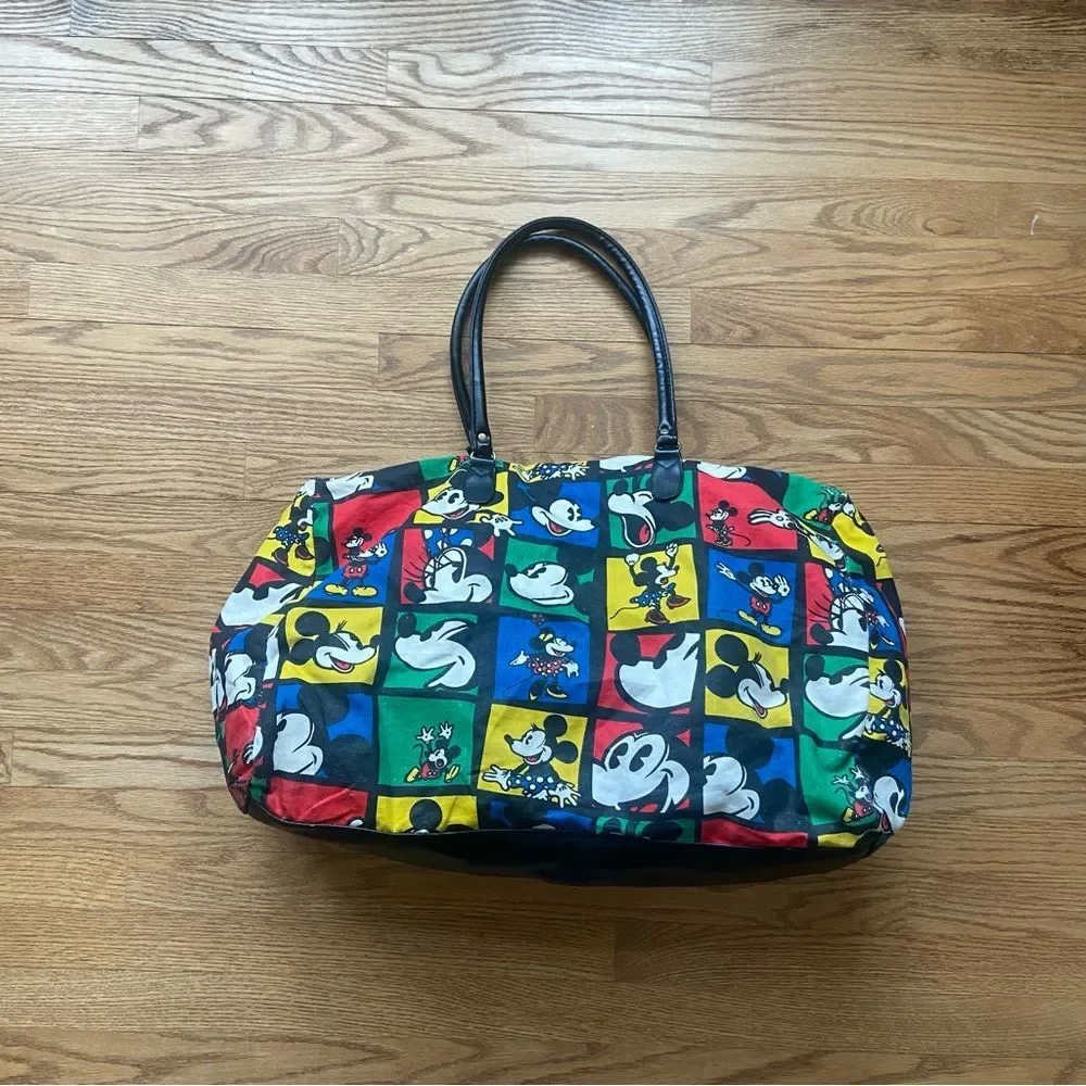 VINTAGE MICKEY MOUSE DISNEY COLORFUL TOTE DUFFEL BAG